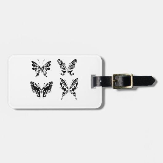 Zwart-witte vlinders bagagelabel (Voorkant horizontaal)