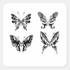 Zwart-witte vlinders vierkante sticker