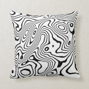 Zwart-witte vloeistof werveling Abstract ontwerp Kussen