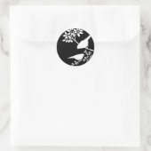 Zwart-witte vogels ronde sticker (Tas)