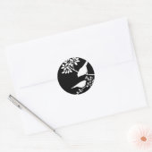 Zwart-witte vogels ronde sticker (Envelop)