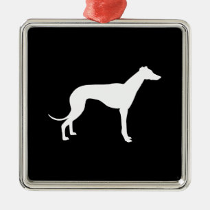 Zwart-witte vorm van een Greyhound Metalen Ornament