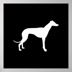 Zwart-witte vorm van een windhond poster