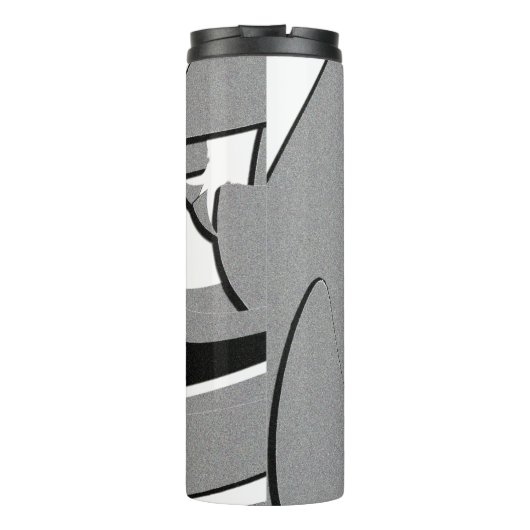 Zwart-witte vormkunst thermosbeker (Achterkant)