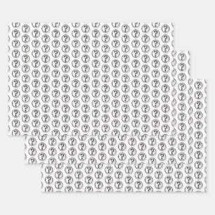 Zwart-witte vragen Tekenpatroon 3D Inpakpapier Vel