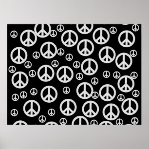 Zwart-witte vredessignalen poster