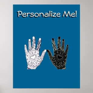 Zwart-witte vriendschap Hands Poster