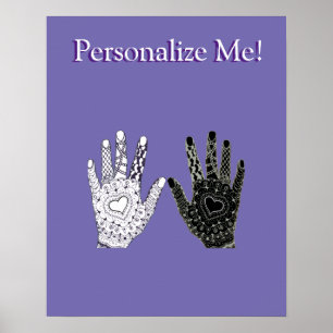 Zwart-witte vriendschap Hands Poster