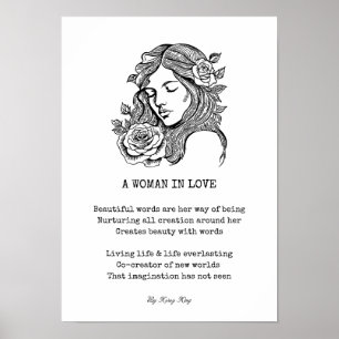 Zwart-witte vrouw met roos quote muurkunst poster