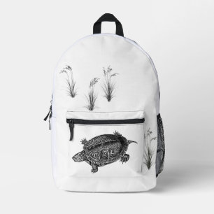 Zwart-witte waterschildpad bedrukte rugzak