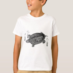 Zwart-witte waterschildpad t-shirt
