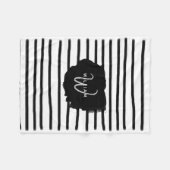 Zwart-witte Waterverf met handgetekende lijnen Fleece Deken (Voorkant (Horizontaal))