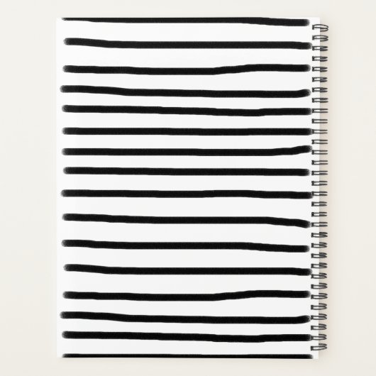Zwart-witte Waterverf met handgetekende lijnen Planner (Achterkant)