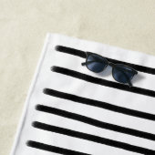 Zwart-witte Waterverf met handgetekende lijnen Strandlaken (In situ)