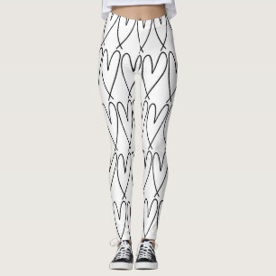 Zwart & Witte Whimsical Cute Harten Leggings