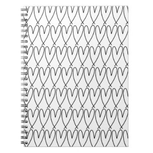 Zwart & Witte Whimsical Cute Harten Notitieboek