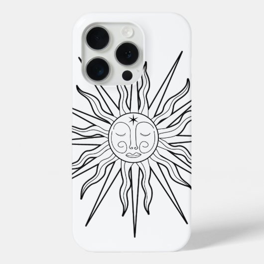 Zwart & Witte Whimsical Zon Hemel Astrologie Case-Mate iPhone Case (Achterkant)