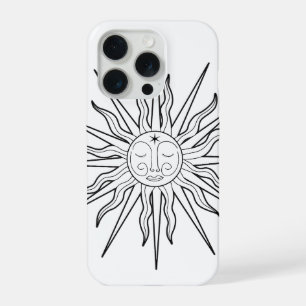 Zwart & Witte Whimsical Zon Hemel Astrologie iPhone 15 Pro Hoesje
