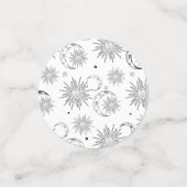 Zwart & Witte Whimsical Zon Hemelgeboorte Confetti (Kleine voorkant)