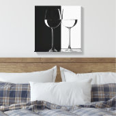 Zwart-witte wijnglazen Canvas Muurprint (Insitu (Slaapkamer))