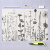 Zwart-witte wilde bloemen3 voor ontkoppeling of ca tissuepapier (Craft)