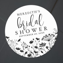 Zwart Witte Wilde Bloemen Bruidsdouche
