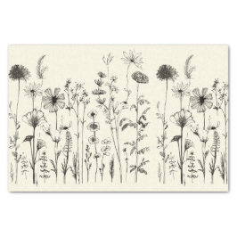 Zwart-witte wilde bloemen voor ontkoppeling of cad tissuepapier