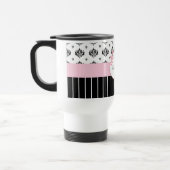 Zwart-witte witte rode zwarte roze Floral met naam Reisbeker (Links)