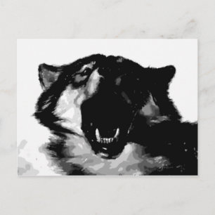 Zwart-witte wolf briefkaart