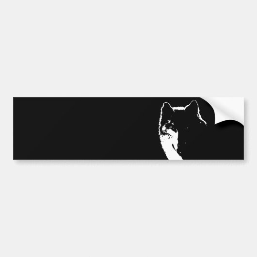 Zwart-witte wolf bumpersticker (Voorkant)