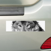 Zwart-witte wolf bumpersticker (Op auto)