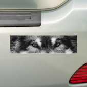 Zwart-witte wolf bumpersticker (Op auto)
