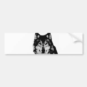 Zwart-witte wolf bumpersticker