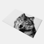 Zwart-witte wolf deurmat (Schuin)