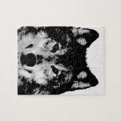 Zwart-witte wolf legpuzzel (Horizontaal)