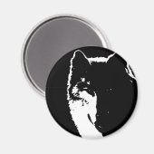 Zwart-witte wolf magneet (Voorkant / Achterkant)