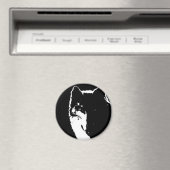 Zwart-witte wolf magneet (Insitu (Vaatwasser))