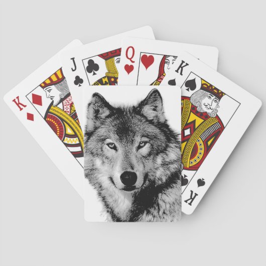 Zwart-witte wolf pokerkaarten (Achterkant)