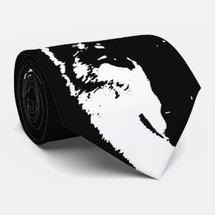 Zwart-witte Wolf Pop Art Stropdas