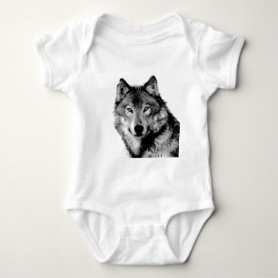 Zwart-witte wolf romper
