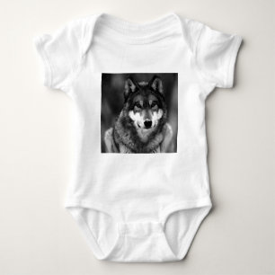 Zwart-witte wolf romper