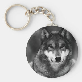 Zwart-witte wolf sleutelhanger
