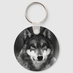 Zwart-witte wolf sleutelhanger