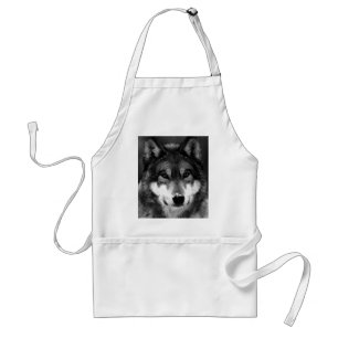 Zwart-witte wolf standaard schort