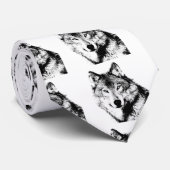 Zwart-witte wolf stropdas (Opgerold)
