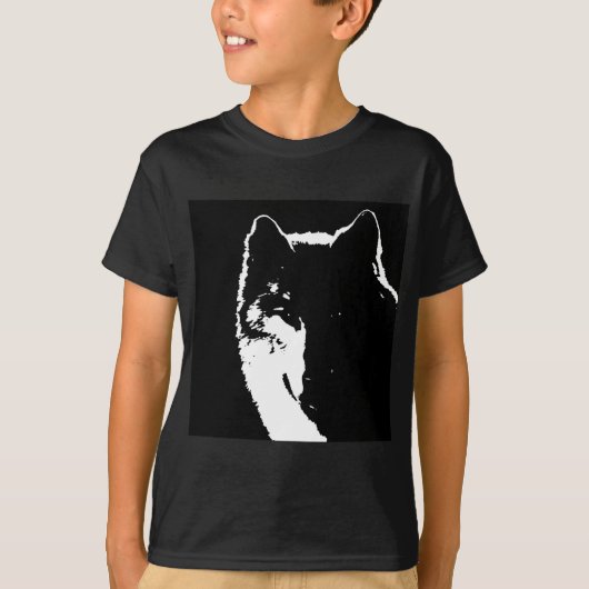 Zwart-witte wolf t-shirt (Voorkant)