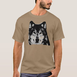 Zwart-witte wolf t-shirt
