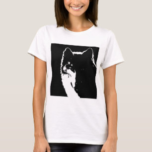 Zwart-witte wolf t-shirt