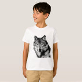 Zwart-witte wolf t-shirt (Voorkant volledig)