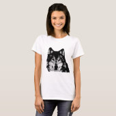 Zwart-witte wolf t-shirt (Voorkant volledig)